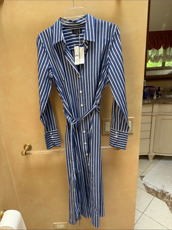 J. Crew Dresses & Skirts - J. Crew Blue and White Vertical Stripe Shirt Dress